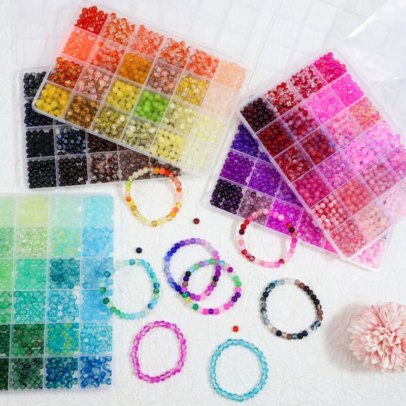 Jewelry Making Tool Kit - Manik-manik Kaca 24 Warna 6mm Kit