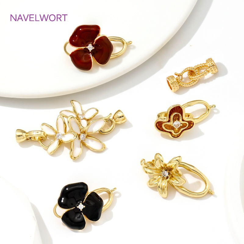 Jewelry Making Bead - Aksesori gesper konektor jepit kuningan berlapis