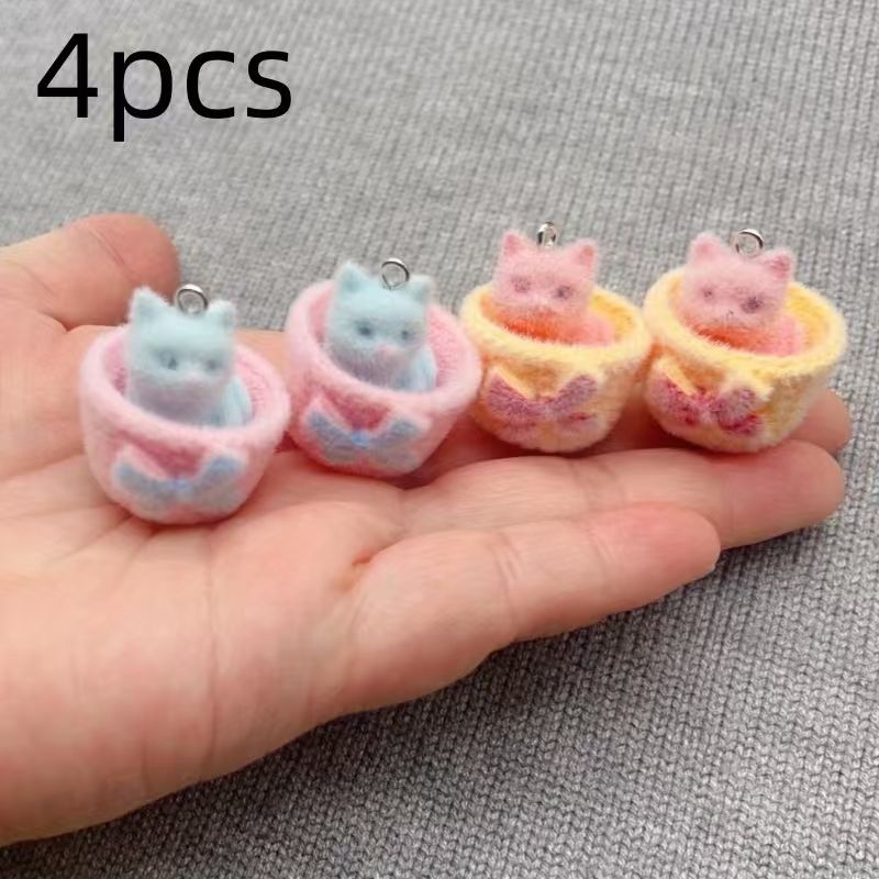 4 buah liontin kucing resin 3D - Jewelry Making Birthday Party ulasan dan harga