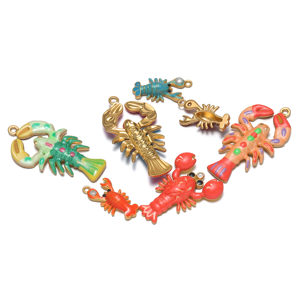 4Pcs Liontin Lobster Enamel Ba - Jewelry Making 4 Year Old ulasan dan harga