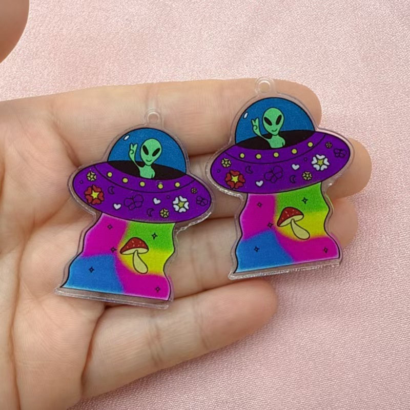 10 Buah Liontin Karakter Alien - Jewelry Making Birthday Party ulasan dan harga