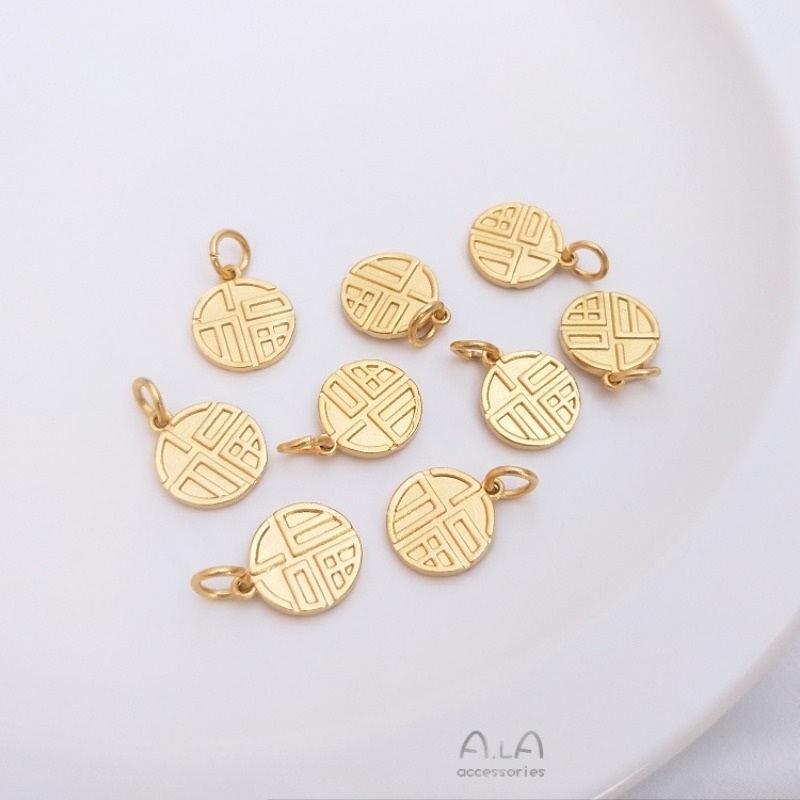 Liontin Karakter Fu Emas Pasir - Jewelry Making Vietnam ulasan dan harga